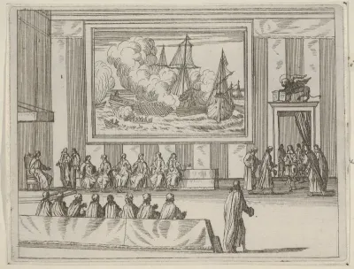 Francesco I d'Este Presents Himself with Warmth and Humility with Representatives of the Republic of Venice and the Duke of Savoy, from "L'Idea di un Principe ed Eroe Cristiano in Francesco I d'Este, di Modena e Reggio Duca VIII [...]"