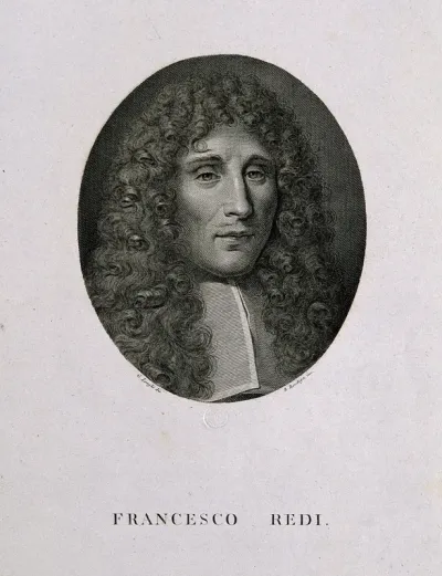 Francesco Redi. Line engraving by B. Bordiga after G. Longhi