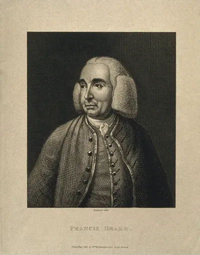 Francis Drake. Line engraving by P. Rothwell, 1812, after N. Drake