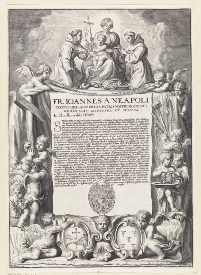 Franciscanen knielen voor Maria met Kind