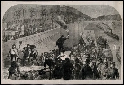 Franco-Prussian War: wounded brought to Paris by canal boats