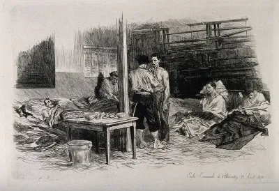Franco-Prussian War: wounded soldiers in the école communale de Villemontry