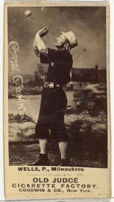 Frank D. Wells, Pitcher, Milwaukee, from the Old Judge series (N172) for Old Judge Cigarettes