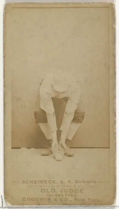 Frank Scheibeck, Shortstop, Detroit Wolverines, from the Old Judge series (N172) for Old Judge Cigarettes