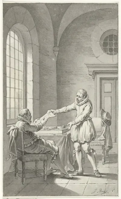Frank van Borsselen ontvangt zijn doodvonnis terwijl hij trictrac speelt, 1433