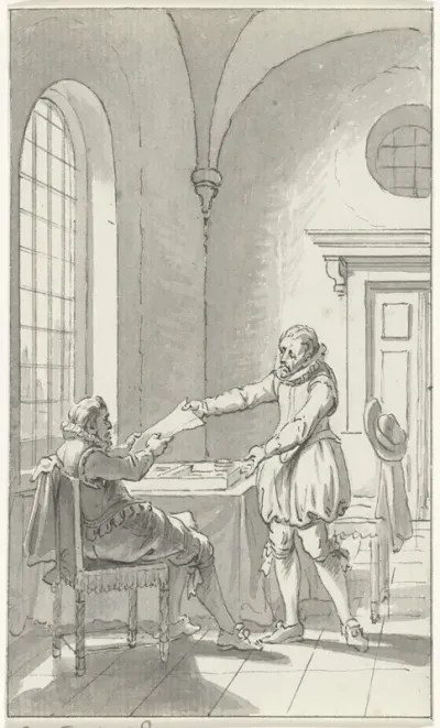 Frank van Borsselen ontvangt zijn doodvonnis terwijl hij trictrac speelt, 1433