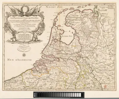 Franse kaart van de Republiek waarop de veroveringen van de Franse koning zijn aangegeven, 1672