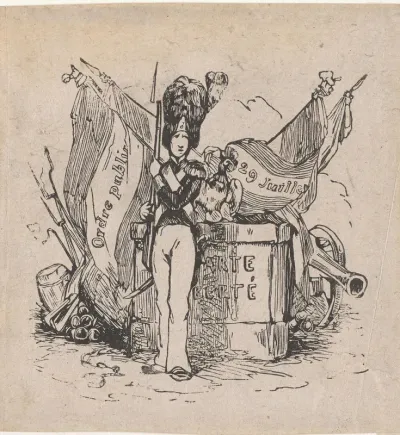 Franse soldaat voor een monument