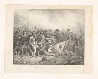 Franse soldaten in gevecht met de vijand