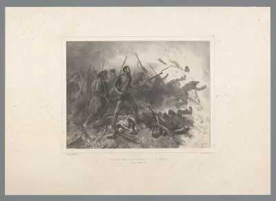 Franse soldaten worden getroffen door een ontploffende mijn, 13 oktober 1837