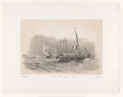 Franse vissersschepen op zee
