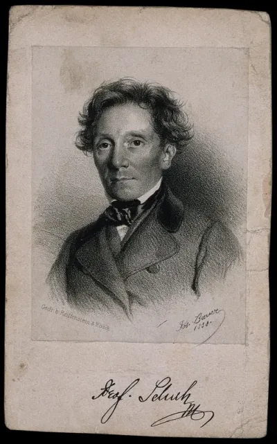 Franz Schuh. Lithograph by J. Bauer, 1858