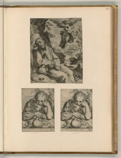 Franz von Assisi mit musizierendem Engel; Heiliger Hieronymus