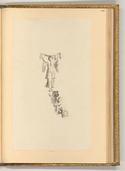 Frau auf Sockel mit Putti