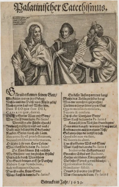 Frederick V, King of Bohemia Between Christ and Moses From the Palatine Catechism