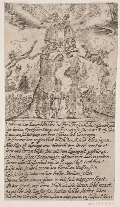 Frederik III og Karl Gustav X's møde på Frederiksborg. Satirisk blad