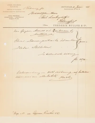 Frederik Muller's letter to Paul Sinebrychoff 10.6.1908