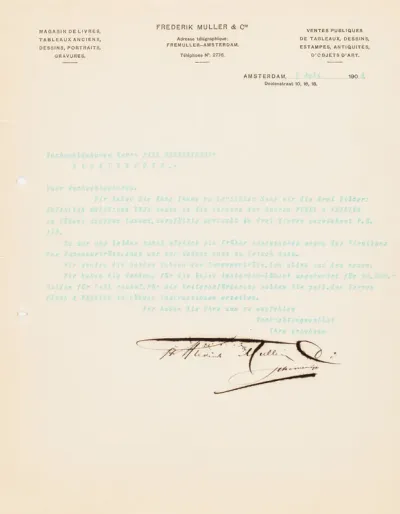 Frederik Muller's letter to Paul Sinebrychoff 2.7.1908