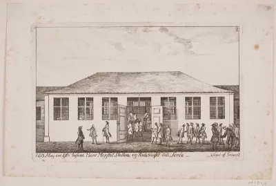 Frederik V besøger staldene og ridehuset på Sorø akademi