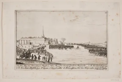 Frederik V mønstrer regimenter på Antvorskov