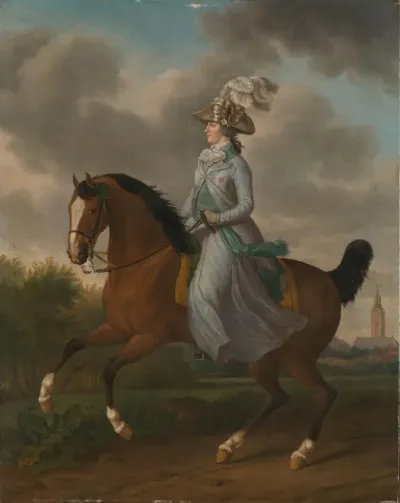 Frederika Sophia Wilhelmina van Pruisen (1751-1820). Echtgenote van prins Willem V, te paard