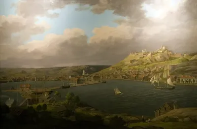 Fredrikshald i 1843, set fra Sauøen