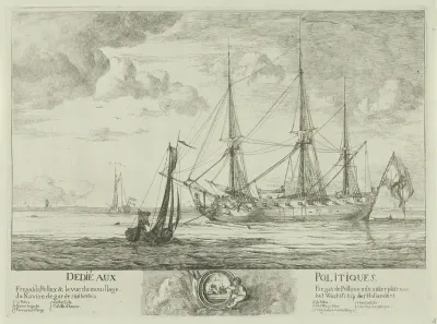 Fregat Pollux bij het wachtschip in de Schelde, 1784