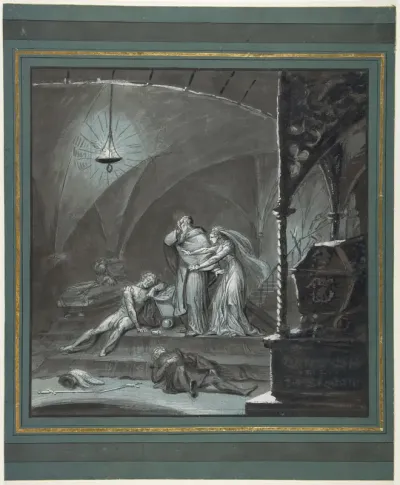 Friar Lawrence and Juliet Discover the Bodies of Romeo and Paris (Romeo and Juliet, Act 5, scene 3)