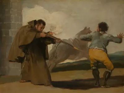 Friar Pedro Shoots El Maragato as His Horse Runs Off