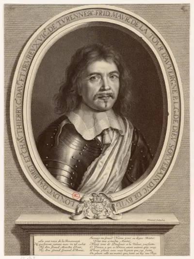 Frid. Maurice de La Tour d'Auvergne p. l. g. de Dieu Souverain Duc de Buillon, Duc d'Albret et de Chateau-Thierry. Cte d'Av.gne et d'Evreux Vicomte de Turenne etc. Nanteuil sculpebat