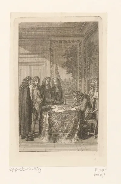 Friedrich I ondertekent het decreet voor de bouw van de kerk in Friedrichstadt