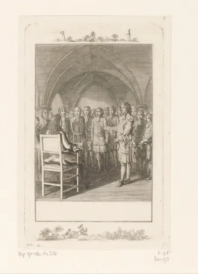Friedrich I wordt voorgesteld door de hertog van Schomberg