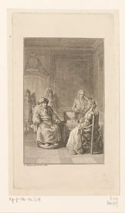Friedrich Wilhelm in zijn rolstoel naast de kroonjuwelen