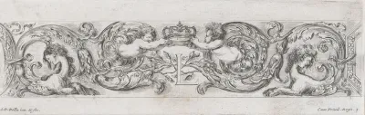 Fries met de letter L, twee putti en twee sfinxen