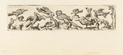 Fries met elf vogels, aan het rechter uiteinde staat een boom