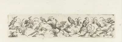 Fries met elf vogels en een insect