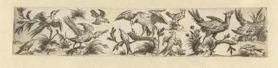 Fries met elf vogels, in het midden staat een grote vogel op een tak