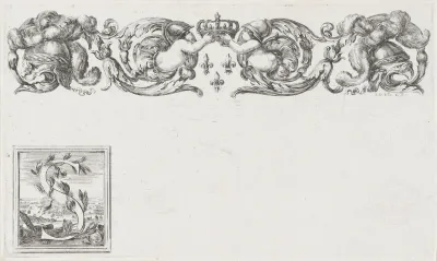 Fries met gehelmde putti en letter S