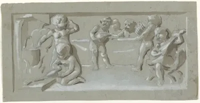 Fries met kokende, etende en musicerende putti