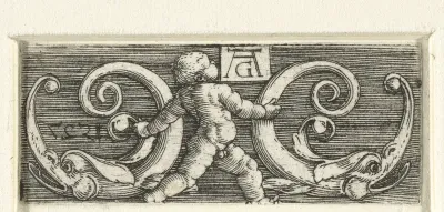 Fries met putto en twee dolfijnen