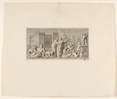 Fries met triomftocht van Quintus Fabius Maximus op schouw in Burgemeesterskamer van het Stadhuis op de Dam (eerste deel)