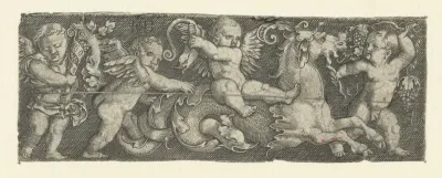 Fries met vier putti en een zeepaard