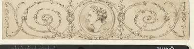 Friesvormig ornament met medaillon van kop van een vrouw