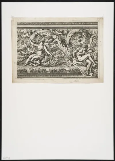 Frieze with nudes, putti and foliate scrolls