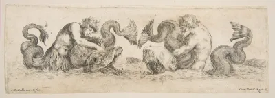 Frieze with Tritons and Dolphins, plate 13 from "Decorative friezes and foliage" (Ornamenti di fregi e fogliami)