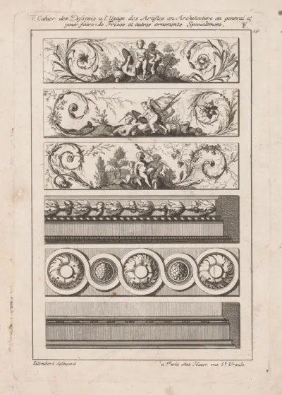 Friezen met putti, eikenbladeren en rozetten