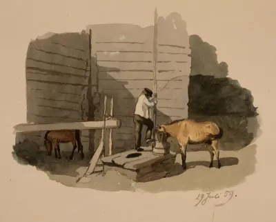 Frithjof Federley juottaa kaivolla hevostaan