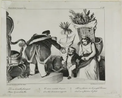 "From your obedient subjects receive on your day of honor these two modest bunches of flowers. They will make you rejoice, since the people of France alone has taken over the costs," plate 486