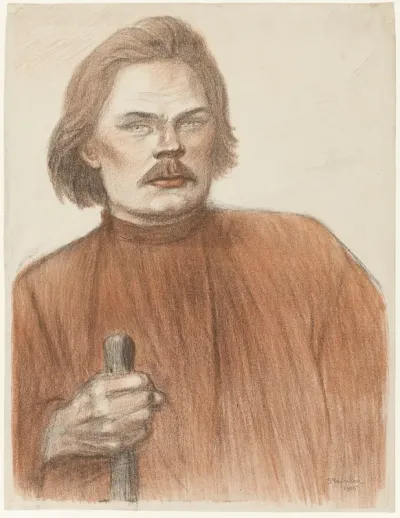 Frontal Portrait from the Waist Up of Maxime Gorki