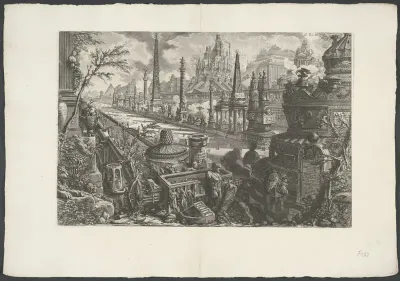 Frontispice met een voorstelling van het Circus van Mars langs de Via Appia Antica